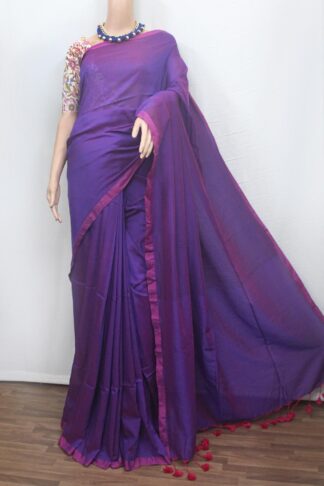 violet cotton handloom saree