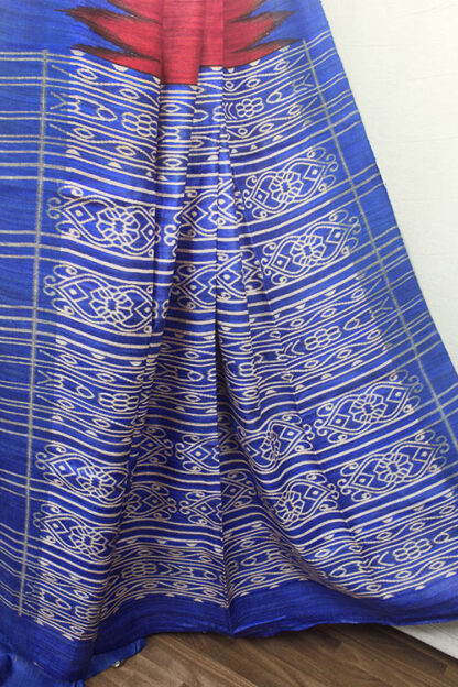 blue tussar saree