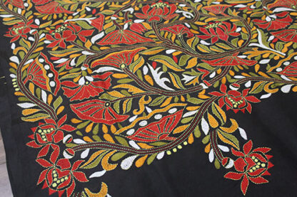 black-red lotus kantha Bangalore pure silk saree