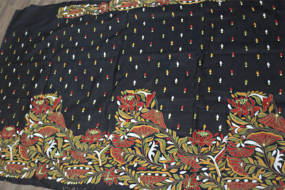 black and red kantha saree