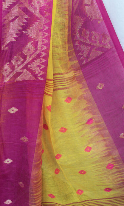 basanti yellow linen saree