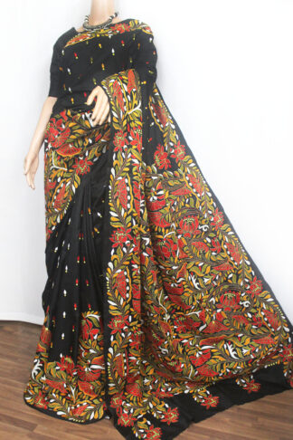 black hand kantha stitch Bangalore pure silk saree