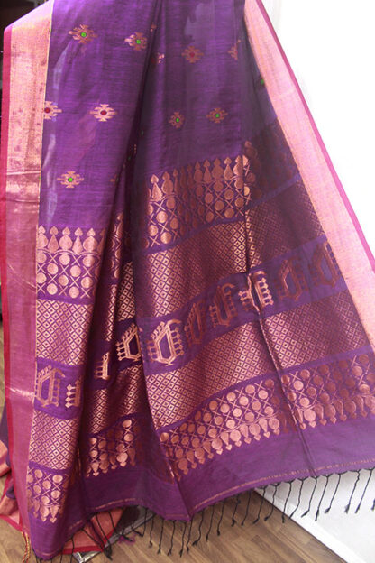 purple pure cotton saree, Banarasi cotton saree