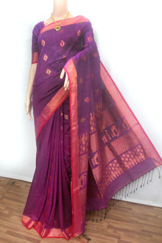 purple pure cotton saree, Banarasi cotton saree