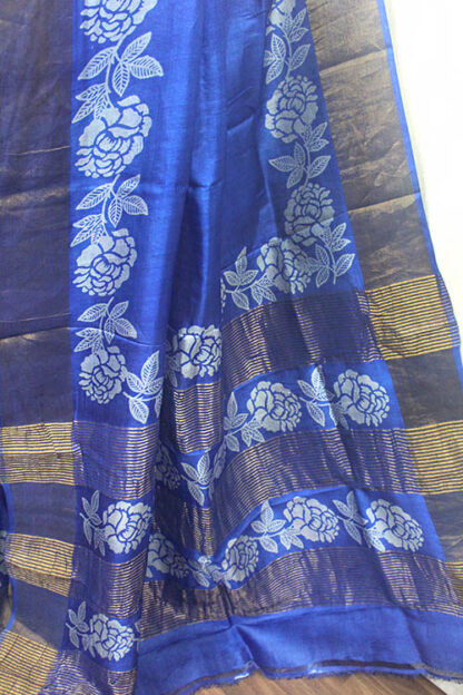 blue-rose tussar silk saree