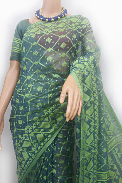 sea green jamdani saree