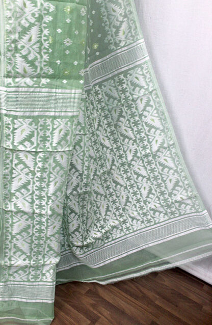 pista-green soft dhakai saree