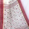 white-red linen saree