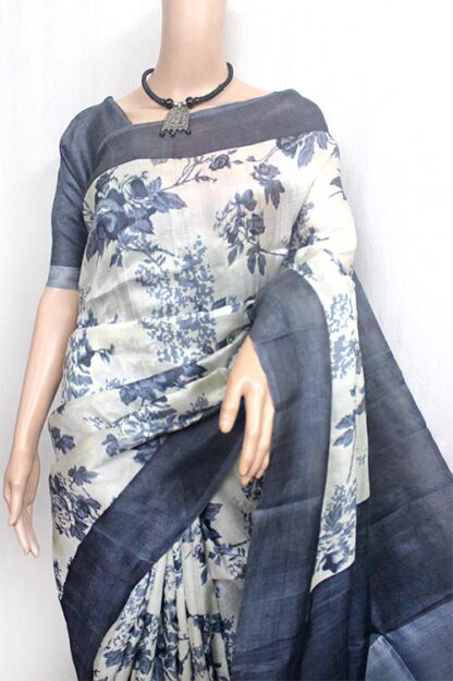 floral printed pure silk saree