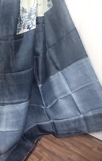 grey silk saree