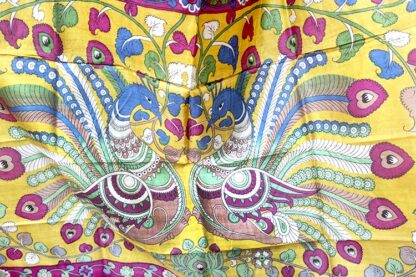 peacock kalamkari tussar saree