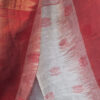 white and red linen saree
