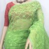 Pea green soft self jamdani saree