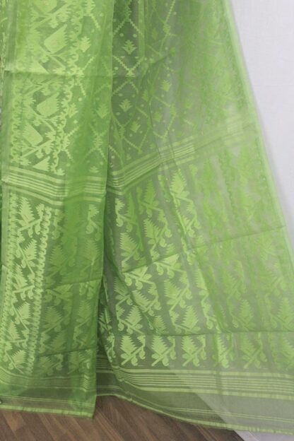 Pea green soft self jamdani saree