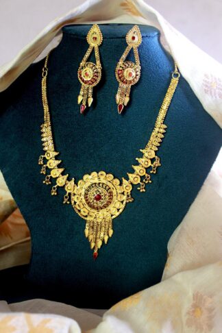 22K Gold Plated Copper minakari bridal necklace set