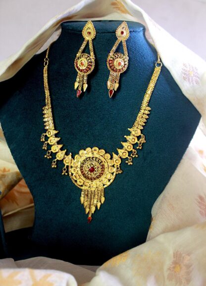 22K Gold Plated Copper minakari bridal necklace set