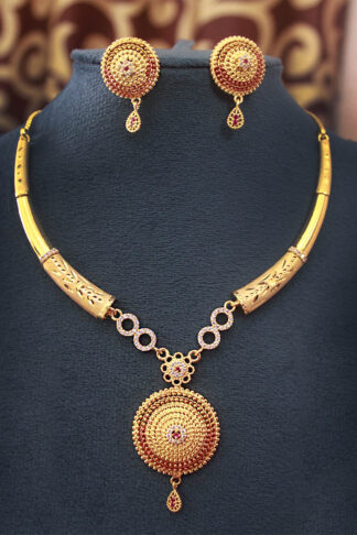 Gold Plated Hasuli Necklace with earrings