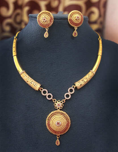 Gold Plated Hasuli Necklace with earrings