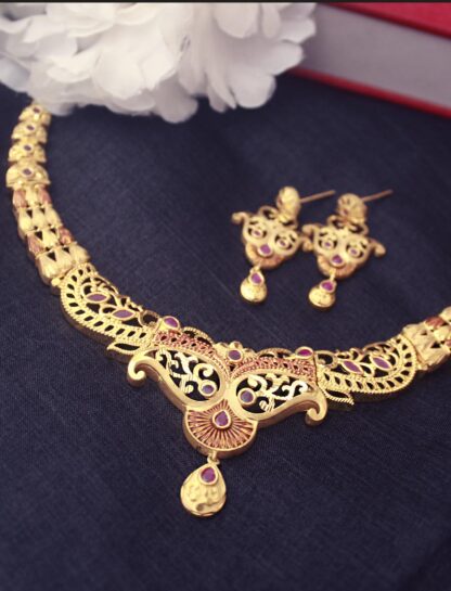 Ornamental Gold Plated Traditional Bridal Necklace Set