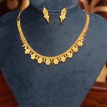 flower chatai gold plated bridal necklace set