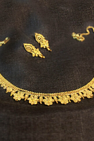 flower chatai gold plated bridal necklace set