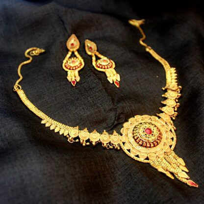 22K Gold Plated Copper minakari bridal necklace set