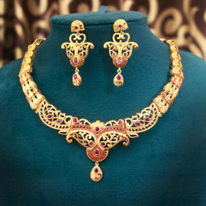 Ornamental Gold Plated Traditional Bridal Necklace Set