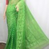 Pea green soft self jamdani saree