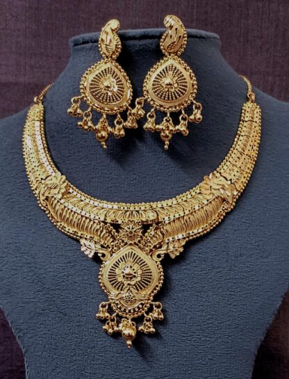 Ornamental Gold Plated Traditional Bridal Necklace Set