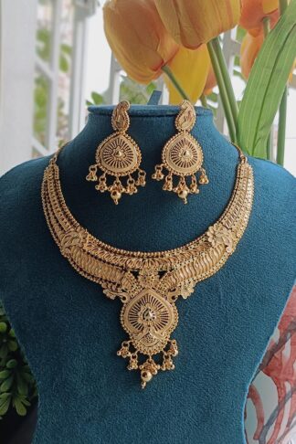 Ornamental Gold Plated Traditional Bridal Necklace Set