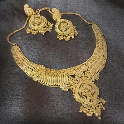 Ornamental Gold Plated Traditional Bridal Necklace Set
