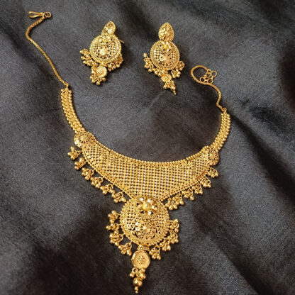 Ornamental Gold Plated Traditional Bridal Necklace Set