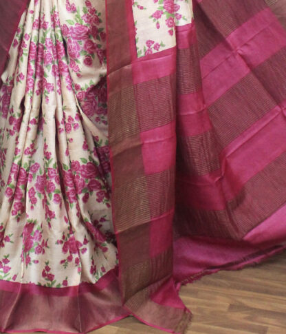 Floral Printed Tussar Silk (TS0509) - Image 3