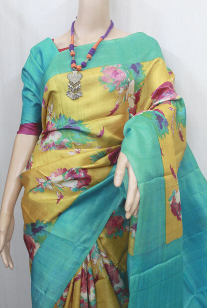 Floral Printed Tussar Silk (TS0511) - Image 2