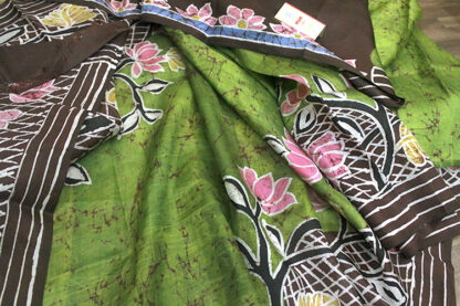 lotus pure silk saree, green tussar silk saree