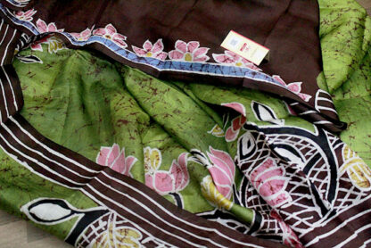 brown and green tussar silk saree