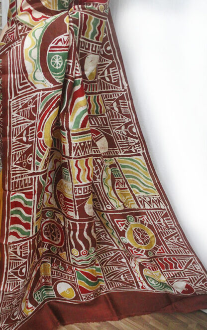 folk motif tussar saree