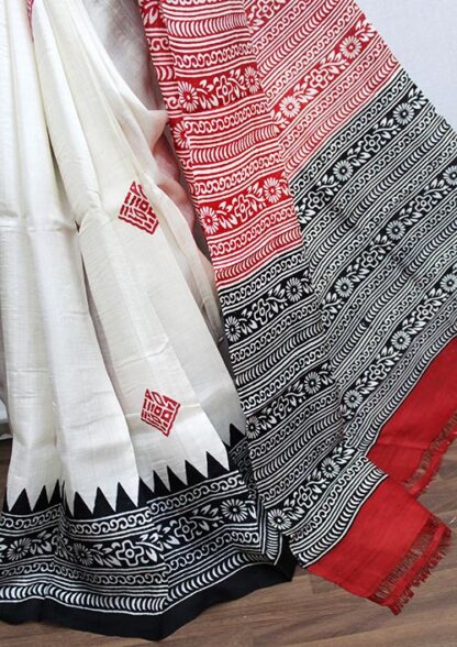 pure silk saree hand block