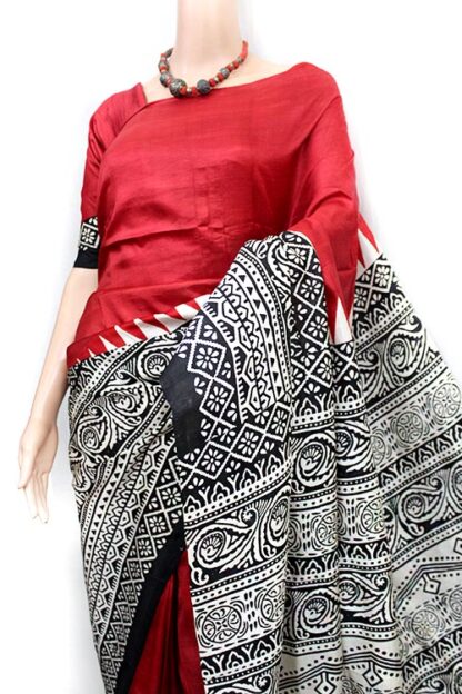 bishnupuri silk saree, red saree