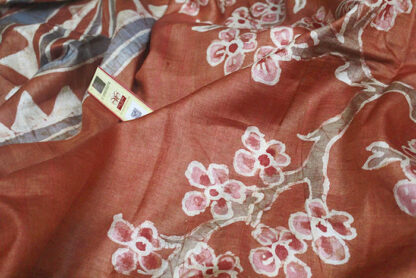 orange tussar silk saree
