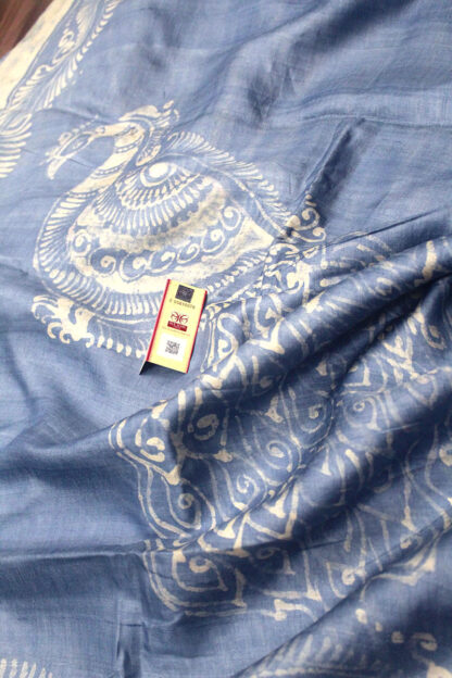 kalka motif tussar saree, alpana motif tussar saree