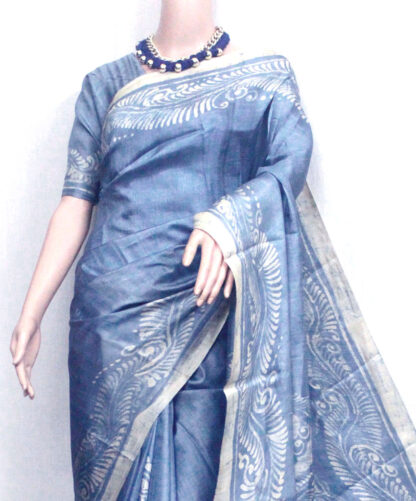 kalka motif tussar saree, alpana motif tussar saree