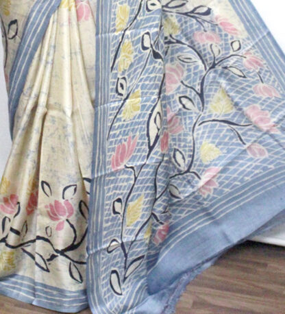 hand batik pure tussar silk saree