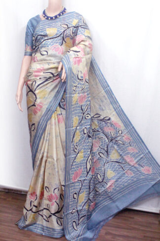 lotus batik tussar silk saree