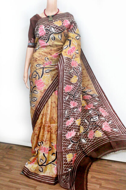 sandlewood lotus pure silk saree