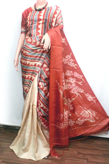 hand-batik tussar saree