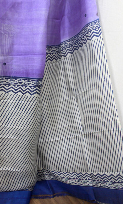 Lavender Color Block Printed Pure Silk Saree (SK0469) - Image 3