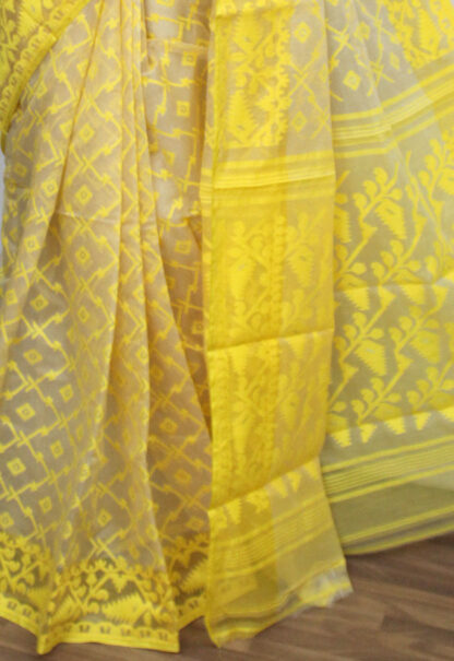 Off-White Yellow Soft Jamdani Saree (TD0718) - Image 2