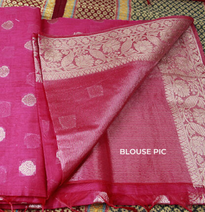 Coral Pink Banaras Handloom Saree (TH0405) - Image 4