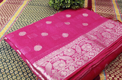 Coral Pink Banaras Handloom Saree (TH0405) - Image 2